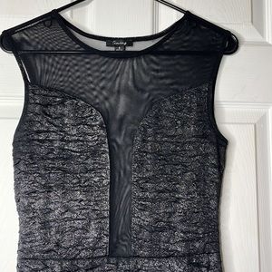 Timing sexy metallic black dress